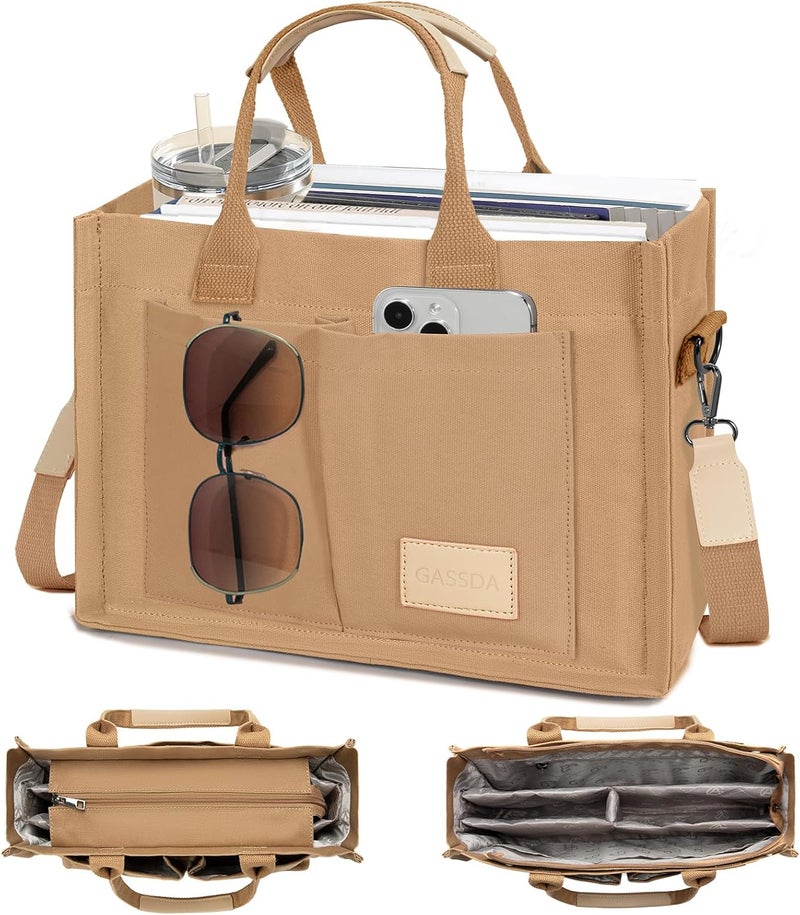 GASSDA Tote Bags for Women Canvas Tote Purse Crossbody with Pockets Top Handle Shoulder Satchel Bag for Women - Image 1